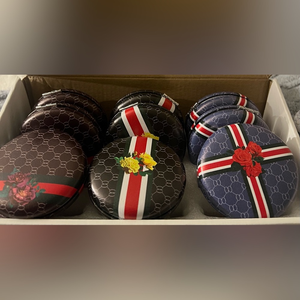 Floral Patterned Compact Mirrors